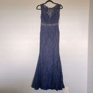 Saved By The Dress, Navy Lace Maxi Dress w/ Belt Detail
